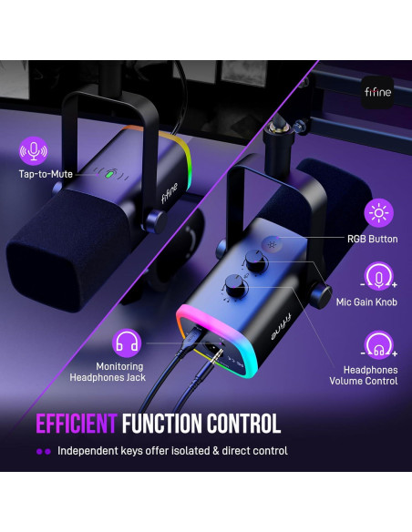 Micrófono Dinámico USB/XLR FIFINE AM8T con Soporte y RGB Micrófono Dinámico USB/XLR FIFINE AM8T con Soporte y RGB