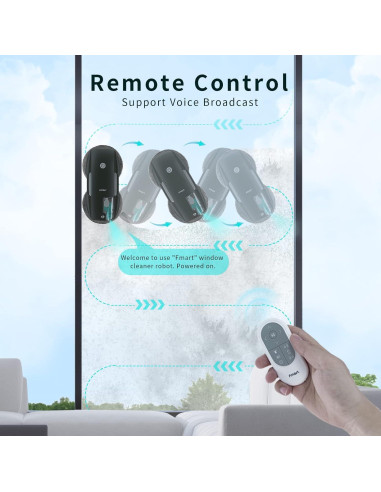 Robot Limpiador de Ventanas FMART T9PRO - 3800PA, Control Remoto