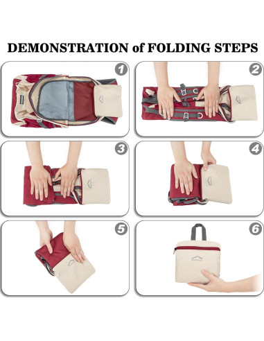 Mochila de Senderismo BAGPARKK 35L Plegable Resistente al Agua