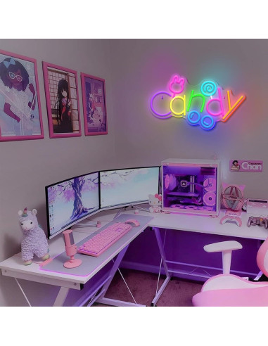 Luz de Neón LED Caramelo Conejo WAMPUTO 40x23 cm USB