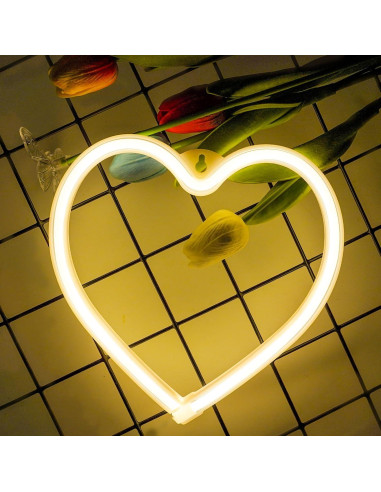 Luz de Neón Corazón EXF 20.32cm LED Blanco Cálido