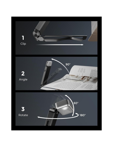Luz de Lectura LED 86lux Gris Recargable Clip-On 3 Temperaturas Luz de Lectura LED 86lux Gris Recargable Clip-On 3 Temperaturas
