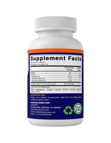 Aceite de Semilla de Calabaza Vitamatic 2000mg - 180 Cápsulas