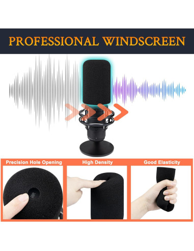 Funda de espuma para micrófono SOULWIT - Filtro pop negro