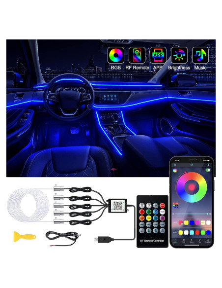 Luces LED de tira Jushope 5 en 1 RGB 599.64 cm para coche Luces LED de tira Jushope 5 en 1 RGB 599.64 cm para coche
