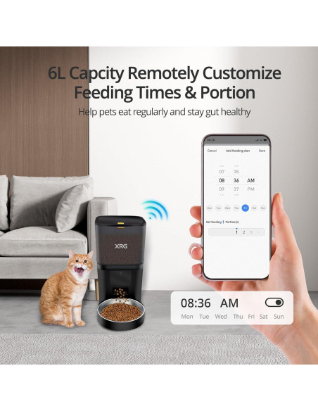 Comedero Automático para Gatos XRG WiFi 6L con Grabadora Comedero Automático para Gatos XRG WiFi 6L con Grabadora