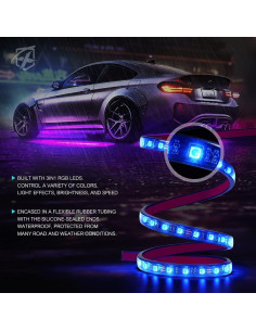 Kit de Luces LED RGB Xprite 8Pcs para Automóviles, Control APP 2