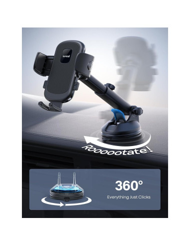 Soporte para Teléfono de Coche Lamicall Negro - Ventosa Fuerte