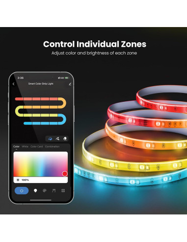 Tira de Luz LED Inteligente Feit Electric 4.88m RGBW Control Remoto