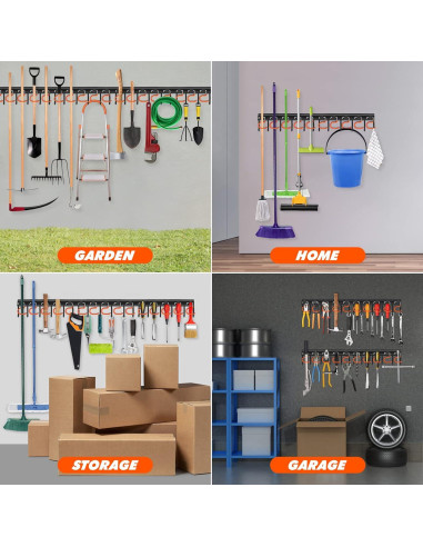 Organizador de Herramientas de Jardín TVKB 68" Metal Montaje Pared