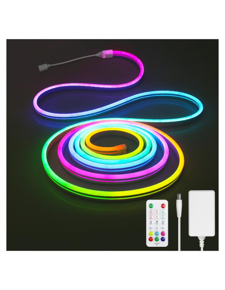 Tira LED Neón RGB 5M Aclorol con Sincronización de Música Tira LED Neón RGB 5M Aclorol con Sincronización de Música