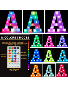Luz de Letras LED Colorida Oycbuzo con Control Remoto 2