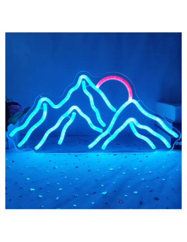 Luz de Neón LED Montaña AMITT 43x20cm Regulable Azul y Rojo