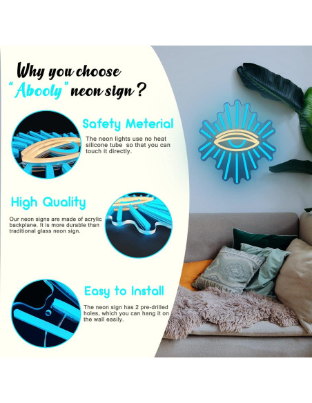 Cartel de Neón LED Ojo Malvado Abooly 33x30 cm Azul Cartel de Neón LED Ojo Malvado Abooly 33x30 cm Azul