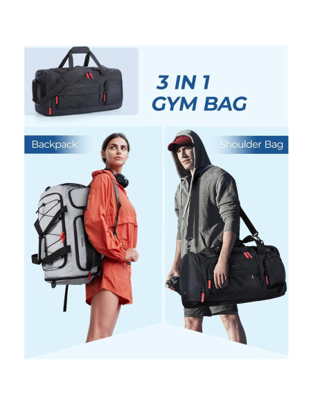 Bolsa de Gimnasio BAGSMART 35L Unisex con Compartimentos Bolsa de Gimnasio BAGSMART 35L Unisex con Compartimentos