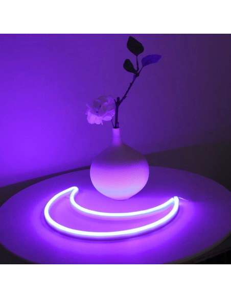 Luz de Neón Morada en Forma de Luna - Decoración LED 5V Luz de Neón Morada en Forma de Luna - Decoración LED 5V