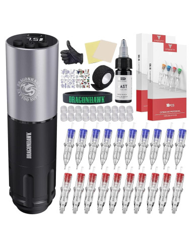 Kit de Tatuaje Completo Dragonhawk Inalámbrico para Principiantes