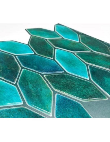Azulejos autoadhesivos Mosaicowall 3D Verde Esmeralda - Juego de 10