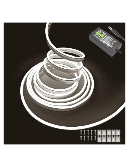 Luces de tira LED Neón MaxLaxer 5m 12V Impermeables Blancas Luces de tira LED Neón MaxLaxer 5m 12V Impermeables Blancas