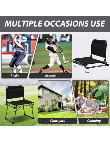 Silla Plegable de Estadio Azaeahom con Soporte Espalda Negra