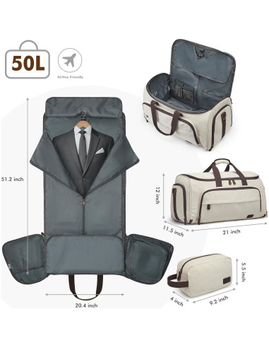 Bolsa de Ropa de Mano S-ZONE 50L Duffle 2 en 1 Unisex