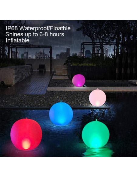 Luz Flotante Solar LED Esuper 4 PCS 35.56 cm IP68 Cambia Color Luz Flotante Solar LED Esuper 4 PCS 35.56 cm IP68 Cambia Color