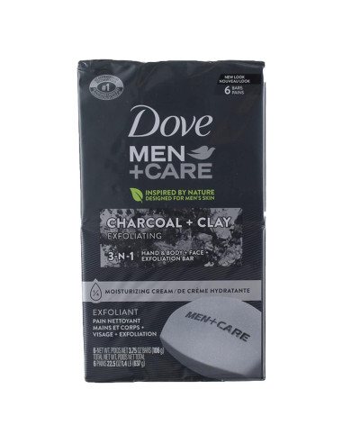 Jabón en Barra Dove para Hombres Carbón + Arcilla 6 Pzas