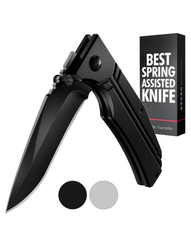 Cuchillo de bolsillo Grand Way 8.89 cm plegable negro EDC