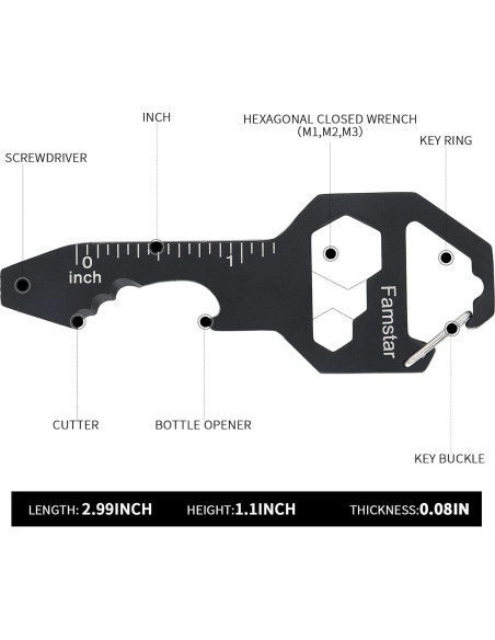 Llave Multi-herramienta 3 en 1 Famstar Acero Inoxidable Llave Multi-herramienta 3 en 1 Famstar Acero Inoxidable