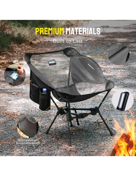 Silla de Camping Plegable Mojest Negra 150 kg Compacta 1.3 kg Silla de Camping Plegable Mojest Negra 150 kg Compacta 1.3 kg