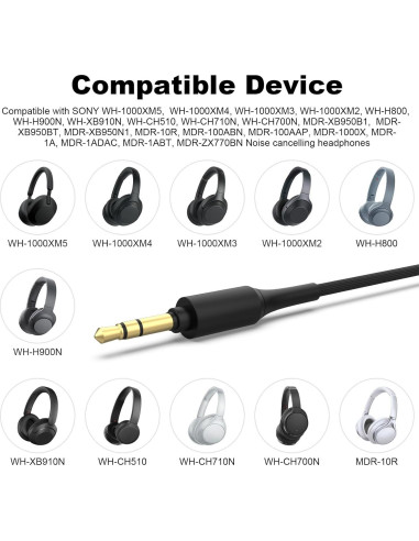 Cable de Audio 3.5mm Gneinour para Auriculares Sony WH-1000XM