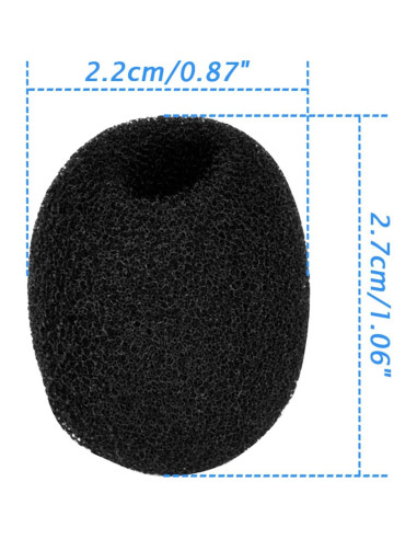 5 Filtros Antiviento eBoot para Micrófonos de Solapa - Negro