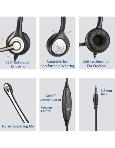 Auricular Wantek F602J35 con micrófono y cancelación de ruido