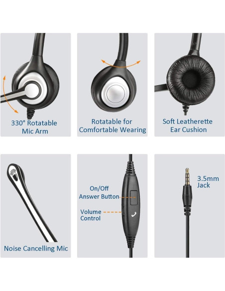 Auricular Wantek F602J35 con micrófono y cancelación de ruido Auricular Wantek F602J35 con micrófono y cancelación de ruido