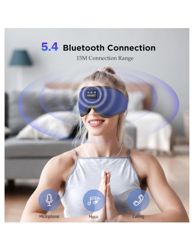 Máscara para dormir Bluetooth TOPOINT 3D con cancelación de ruido