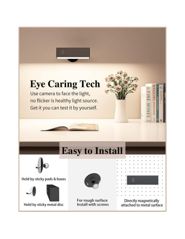 Aplique de Pared Recargable DetarZinLED Negro 50 LEDs 360