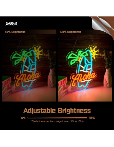 Cartel de Neón Aloha Tiki Bar 41.3x27.9 cm USB Dimmable