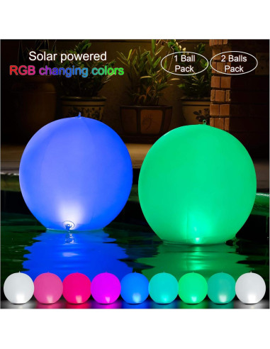 Luces Flotantes Solares HAPIKAY - Paquete de 2 Bolas 35.56 cm