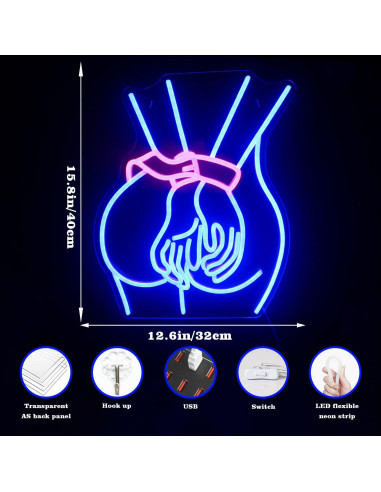 Luz de Neón Looklight LED Mujer 43.3x32.8cm Decoración