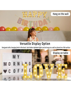 Números LED Iluminados QEOCP 0 Luz Cálida para Decoración 2