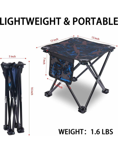 Taburete de Camping Plegable VOLIXOD Azul 181 kg Capacidad