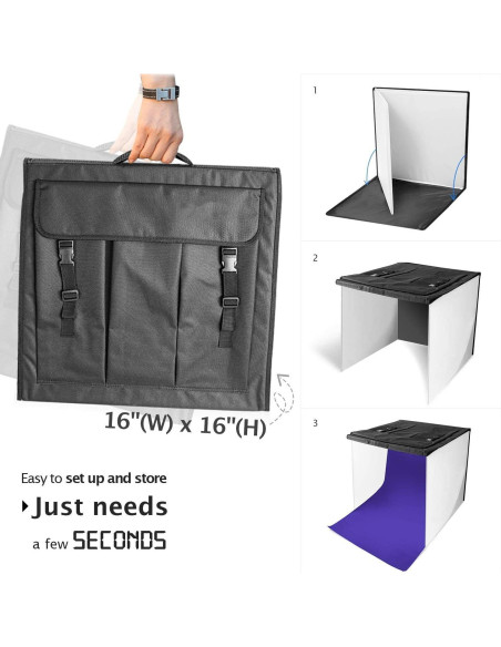 Estudio de Fotografía LimoStudio 16" x 16" con Luz LED Estudio de Fotografía LimoStudio 16" x 16" con Luz LED