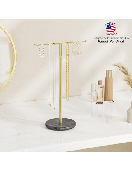 Soporte de Joyería Josmimic T-Bar Ajustable con Base de Mármol Soporte de Joyería Josmimic T-Bar Ajustable con Base de Mármol