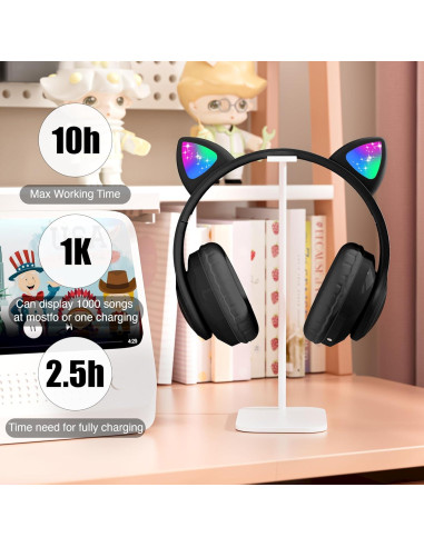 Auriculares Bluetooth KERHAND para Niños con Orejas de Gato