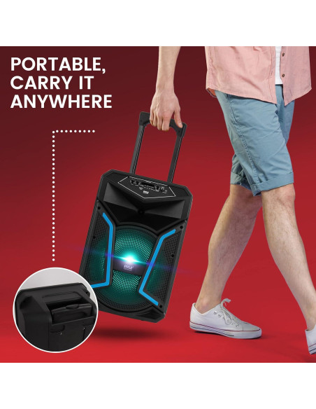 Altavoz PA Bluetooth Pyle PPHP122SM 800W con micrófono y luces Altavoz PA Bluetooth Pyle PPHP122SM 800W con micrófono y luces