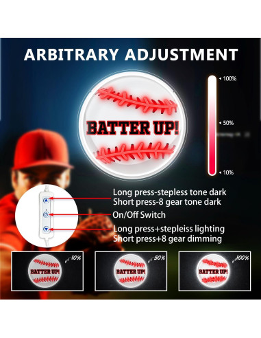 Cartel de Neón LED Béisbol HAJAE 30.48cm Regulable USB