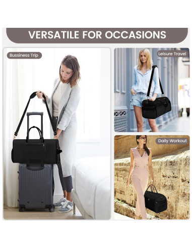 Bolsa de viaje tipo duffle Berrtybag 2 en 1 impermeable negra