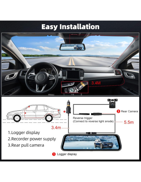 Cámara Espejo Dash UNITOPSCI 1080P 9.66" Pantalla Táctil Cámara Espejo Dash UNITOPSCI 1080P 9.66" Pantalla Táctil