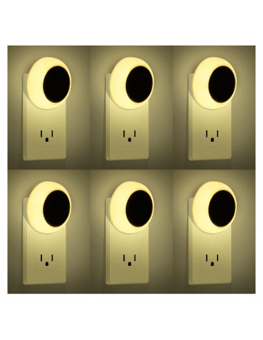 Luz Nocturna Enchufada KINUR LED con Sensor Crepúsculo 6 Pack