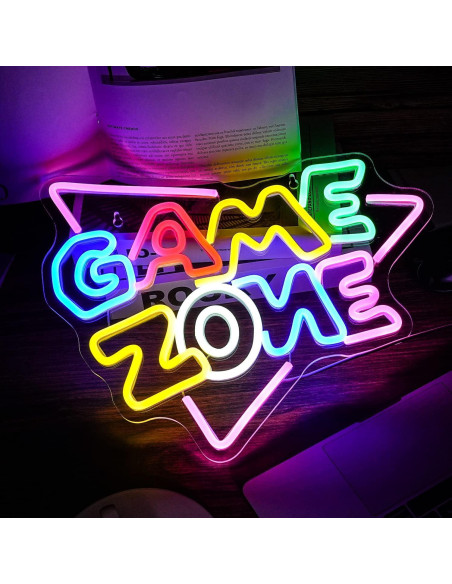 Luz de Neón LED Multicolor Zona de Juego 39x32cm LISIGNVE Luz de Neón LED Multicolor Zona de Juego 39x32cm LISIGNVE